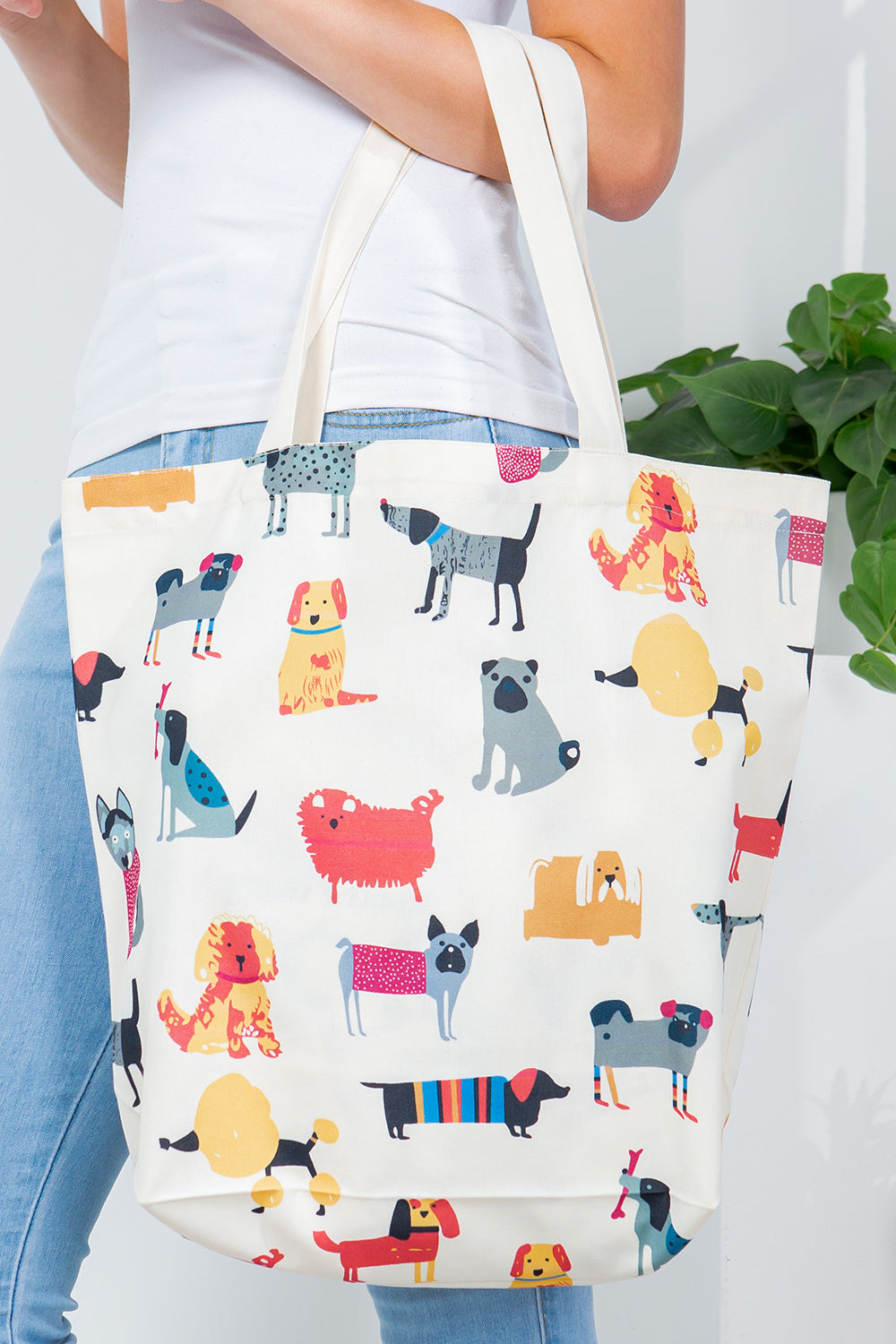 Colorful Dog Canvas Tote Bag