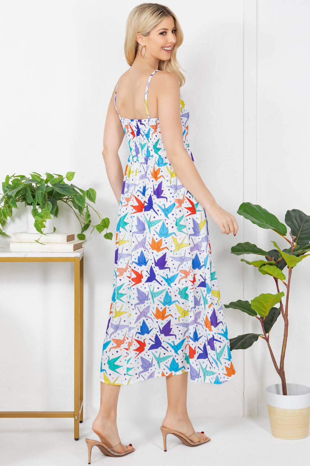 Colorful Origami Print Cami Maxi Dress