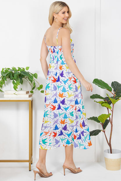 Colorful Origami Print Cami Maxi Dress