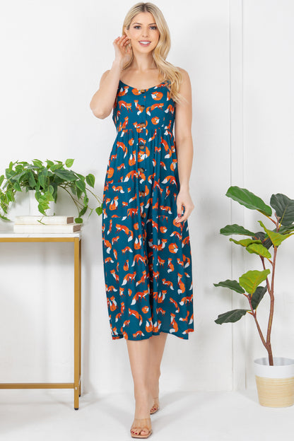 Little Fox Print Maxi Dress