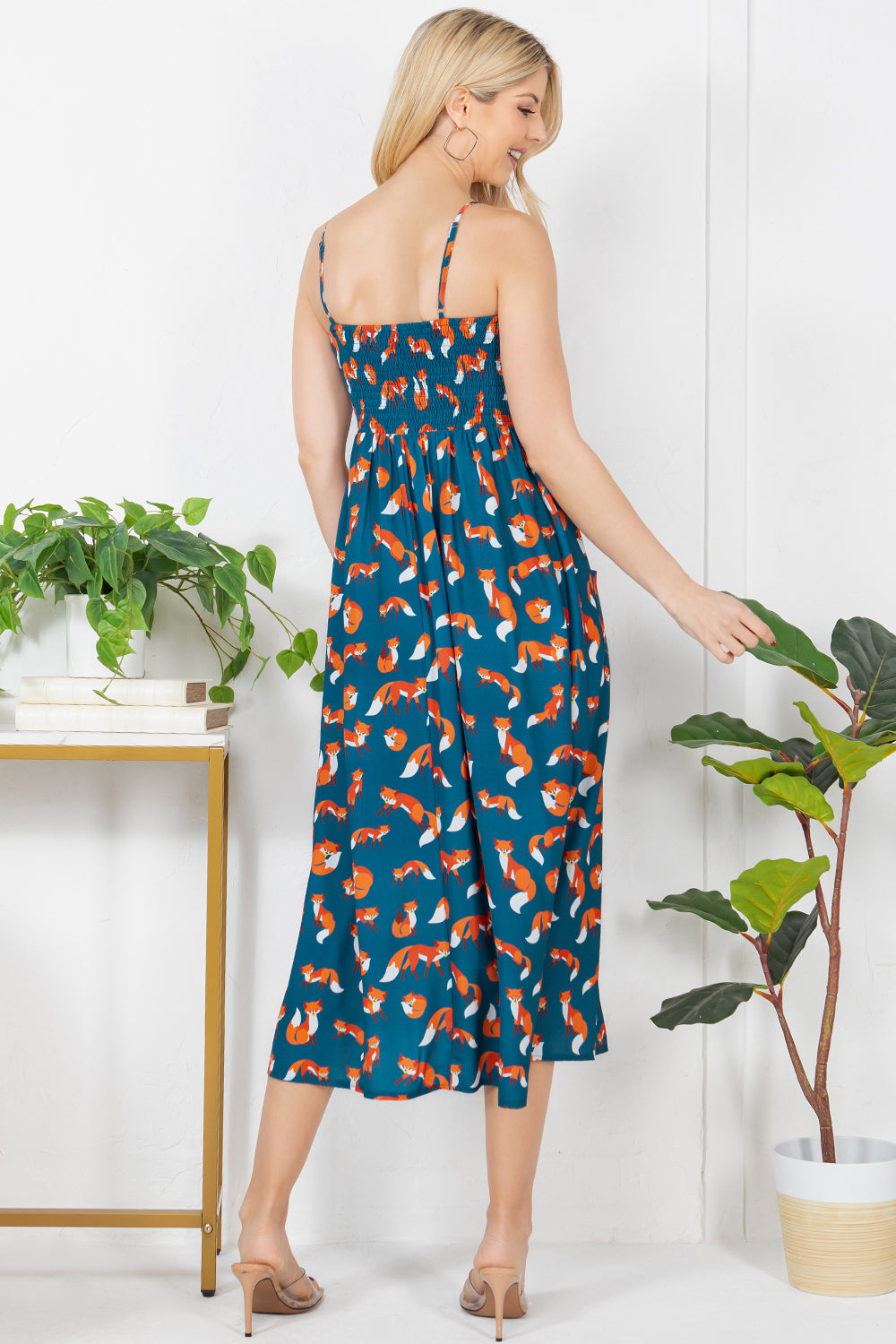 Little Fox Print Maxi Dress