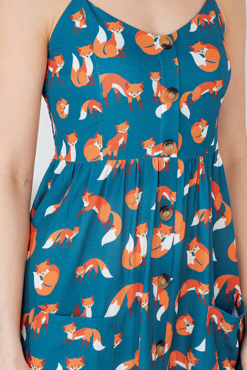 Little Fox Print Maxi Dress