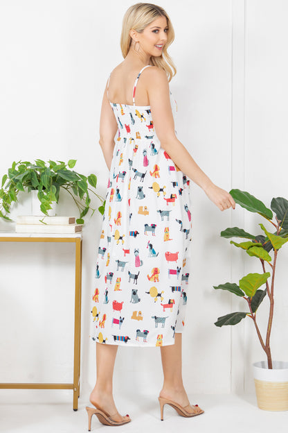 Colorful Dog Print Maxi Dress