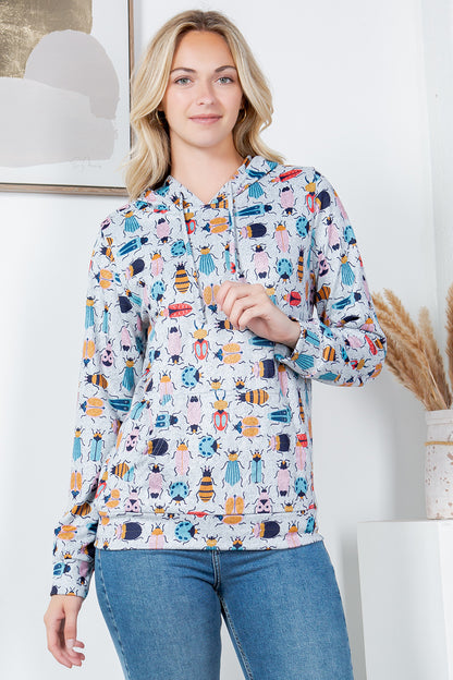 Colorful Bugs Sweater Knit Pullover Hoodie