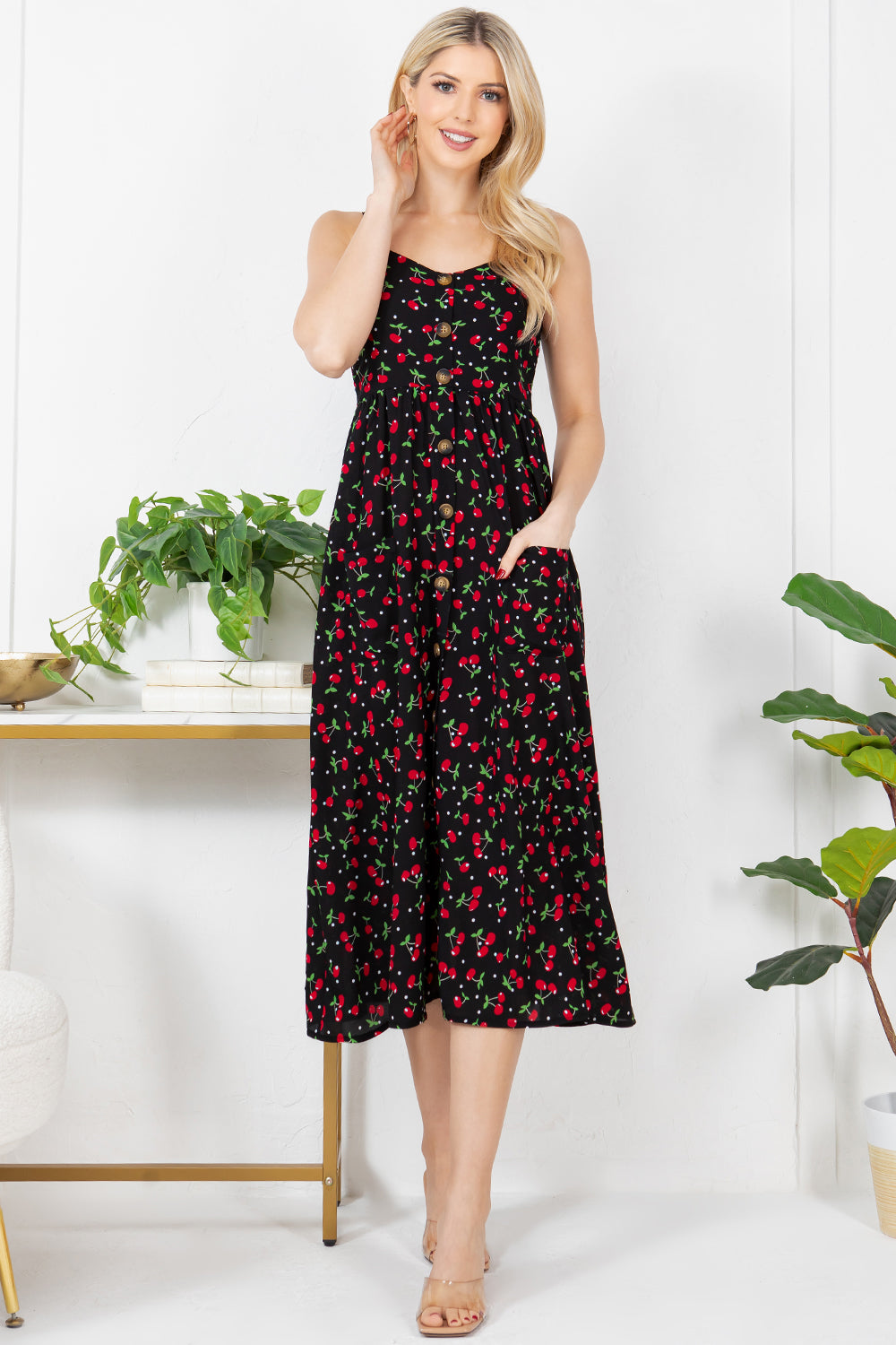 Cherry print cami dress