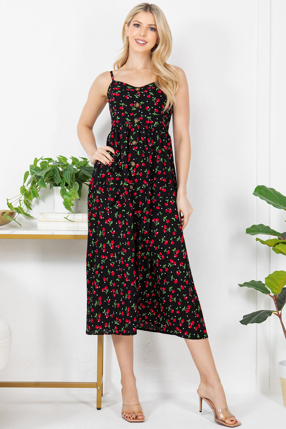 Cherry print cami dress