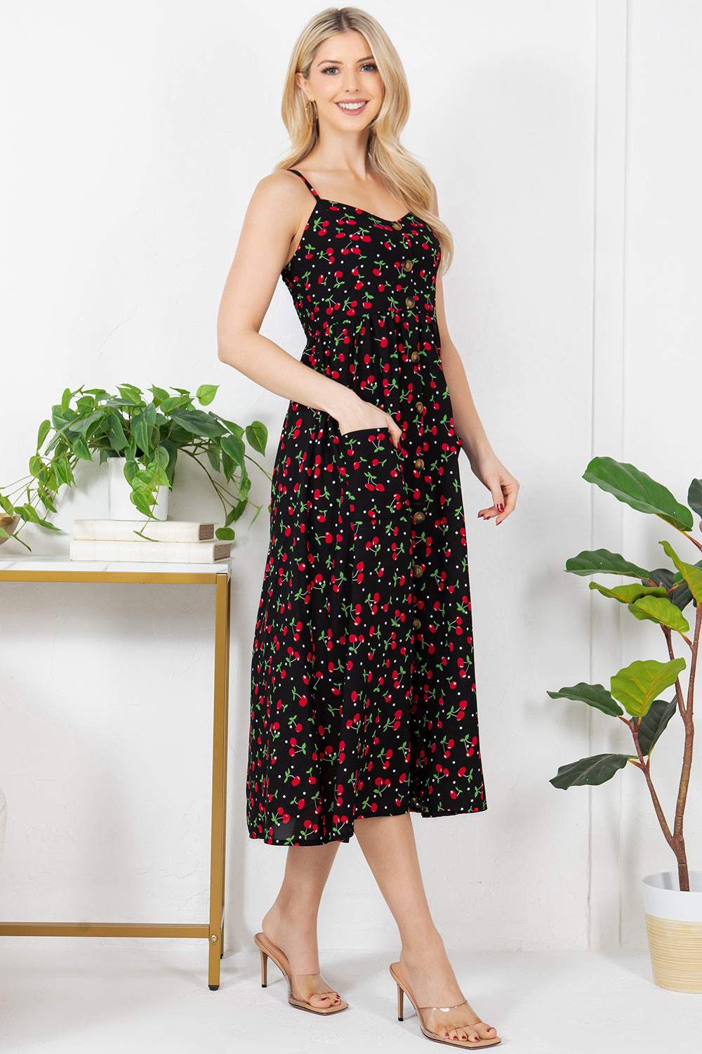 Cherry print cami dress