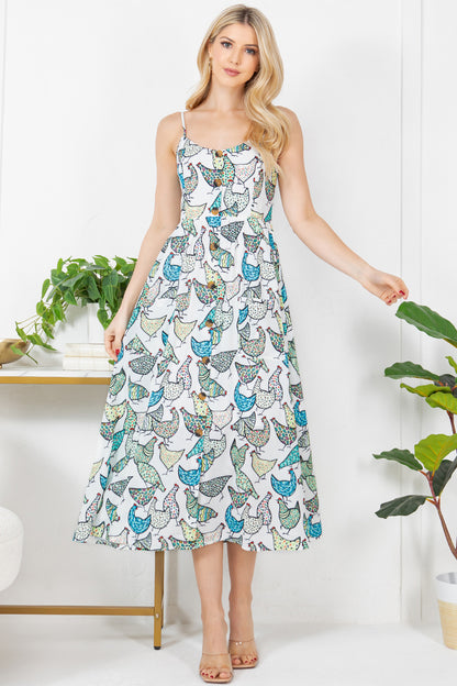 All Over Chicken Cami Long Dress