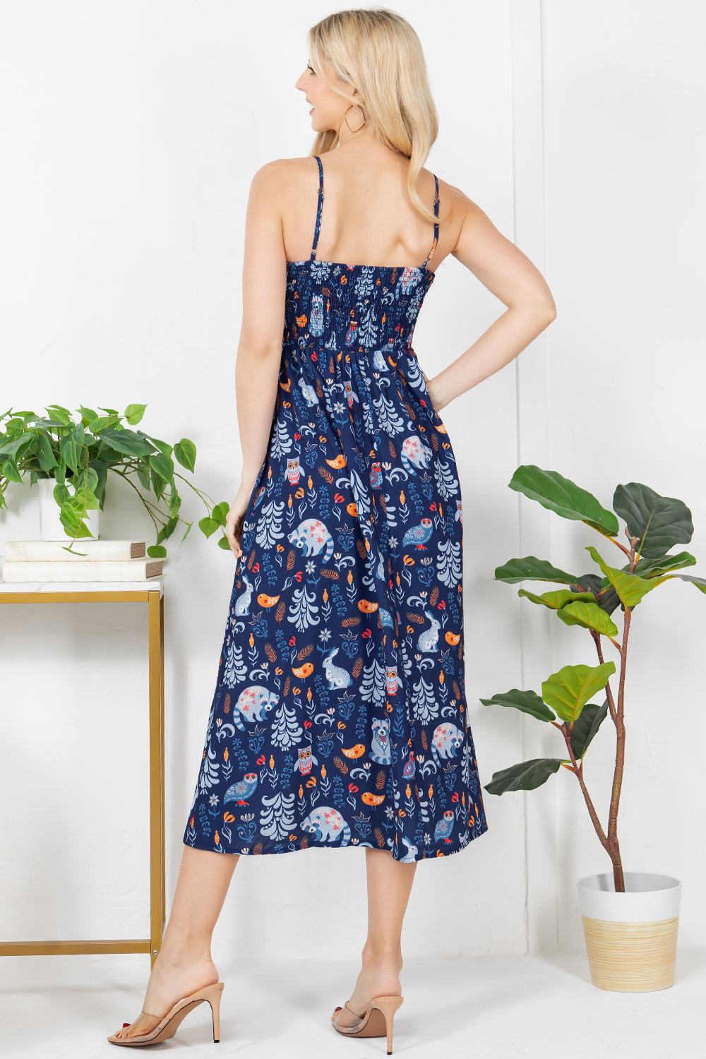 Racoon & Friend Print Cami Maxi Dress