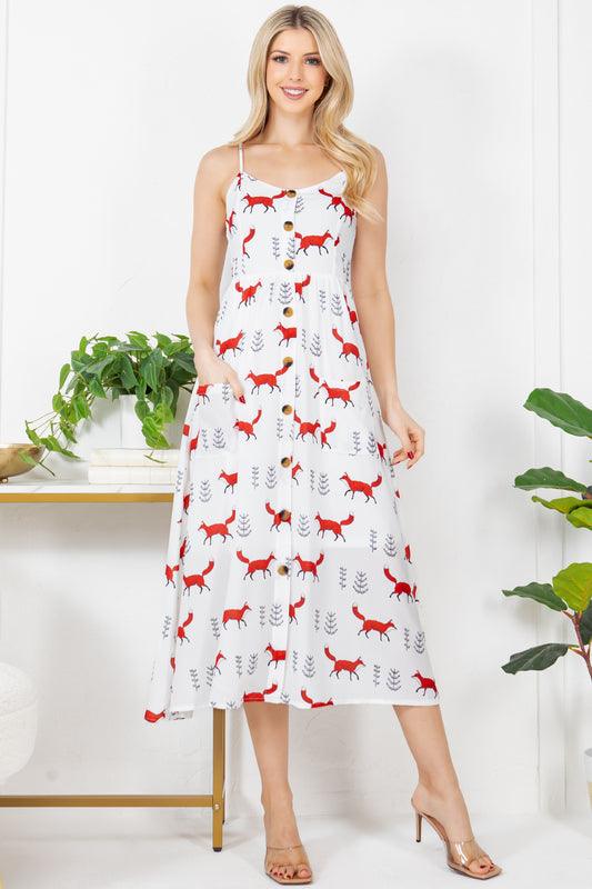 Fox Print Cami Maxi Dress