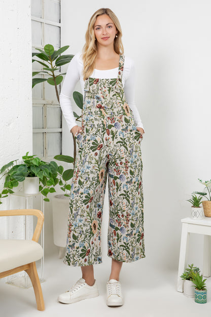 Vintage Floral Wide Leg Overall