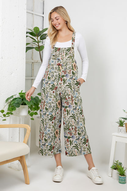 Vintage Floral Wide Leg Overall