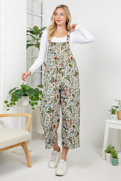 Vintage Floral Wide Leg Overall