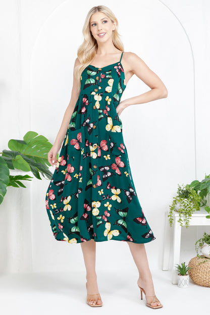 Green Butterfly Cami Dress