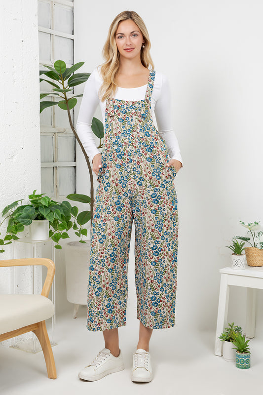 Vintage Floral Wide Leg Overall