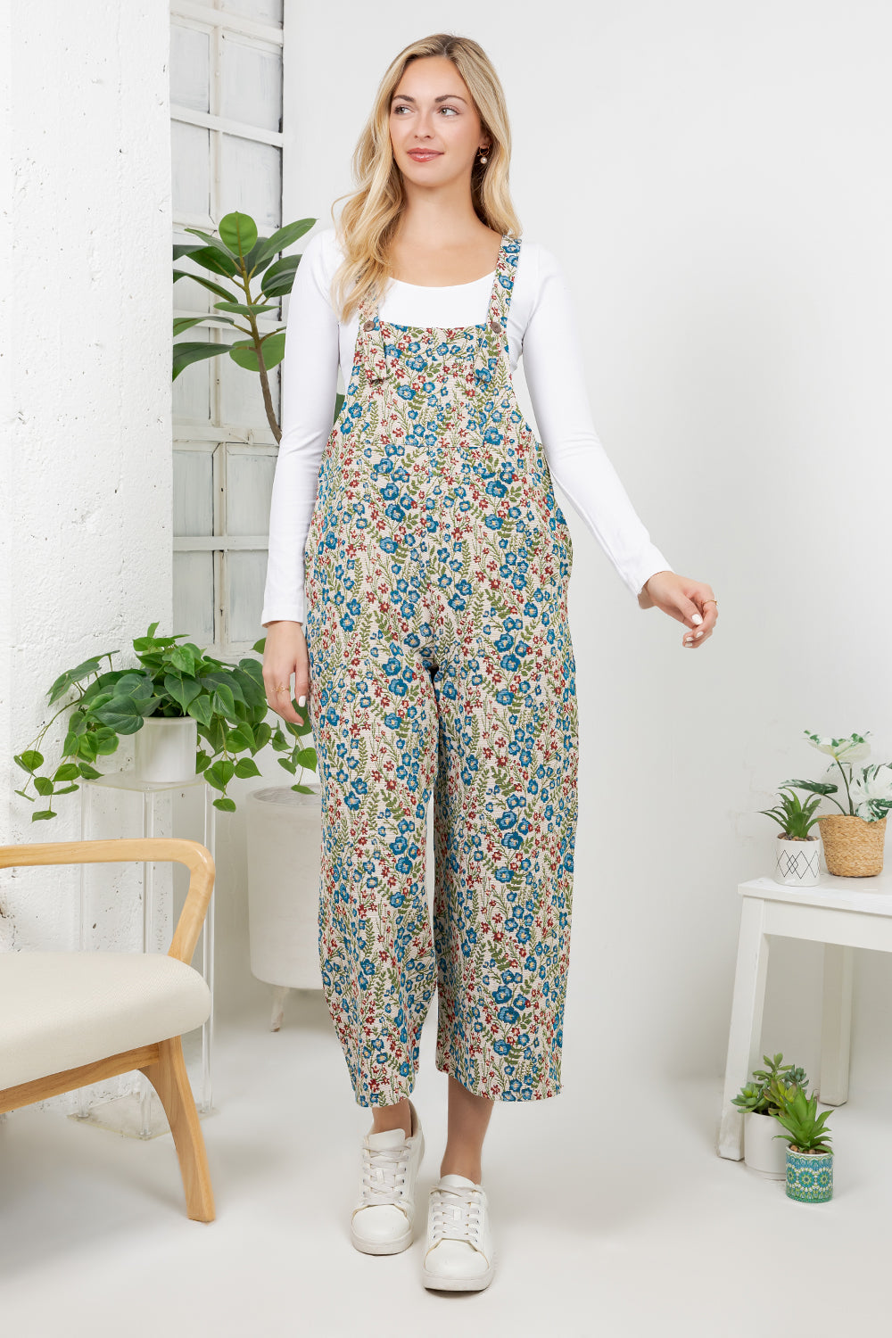 Vintage Floral Wide Leg Overall