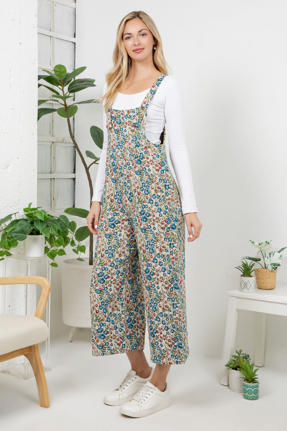 Vintage Floral Wide Leg Overall