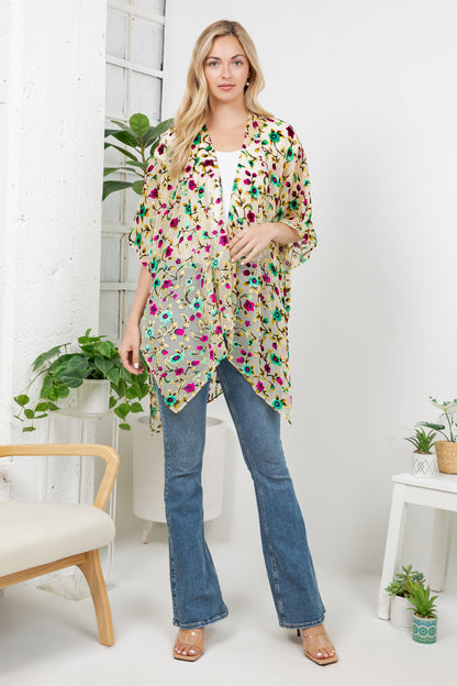 Vintage Floral Velvet Kimono