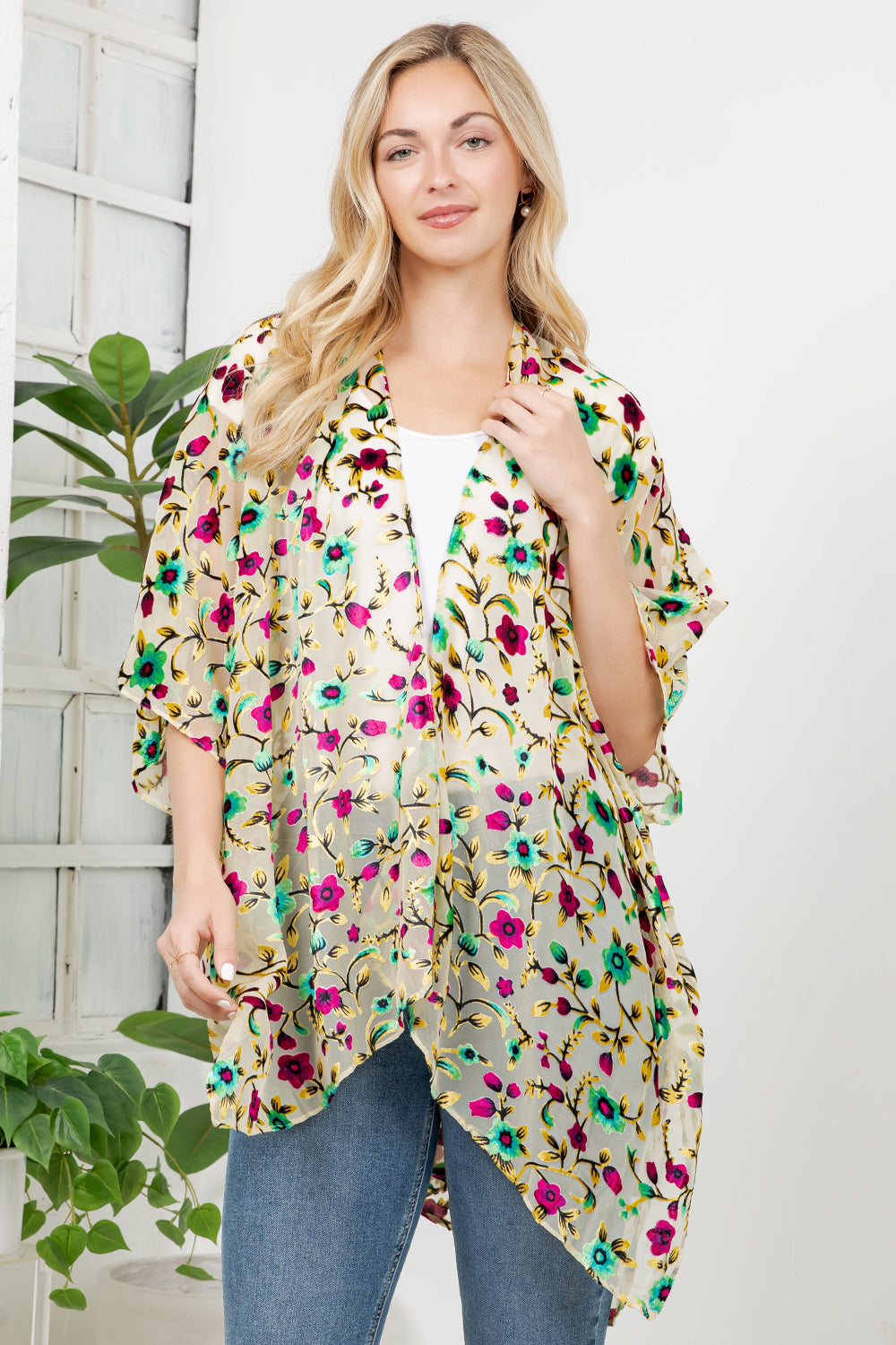 Vintage Floral Velvet Kimono