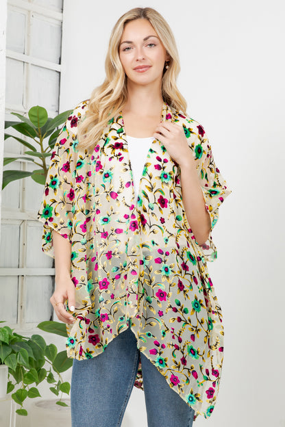 Vintage Floral Velvet Kimono