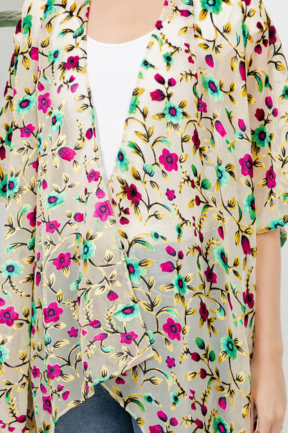 Vintage Floral Velvet Kimono