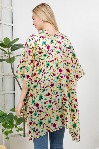 Vintage Floral Velvet Kimono