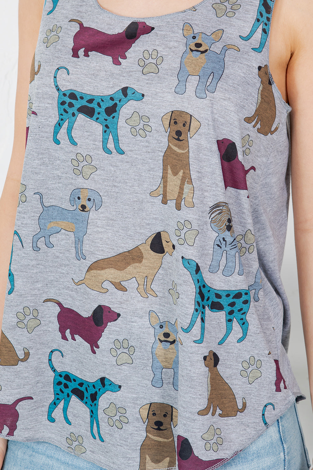 Colorful Dog Print Graphic Tanktop