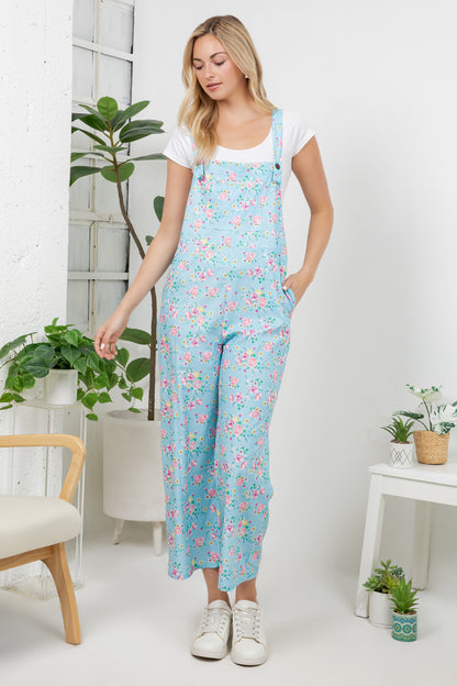 Retro Floral Wide Leg Overall