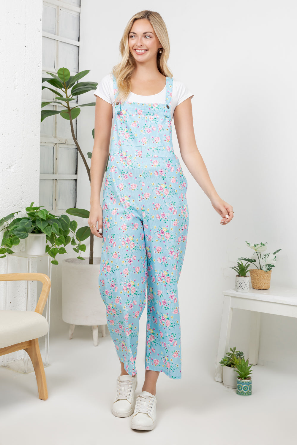 Retro Floral Wide Leg Overall