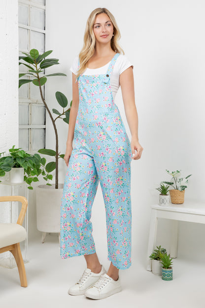 Retro Floral Wide Leg Overall