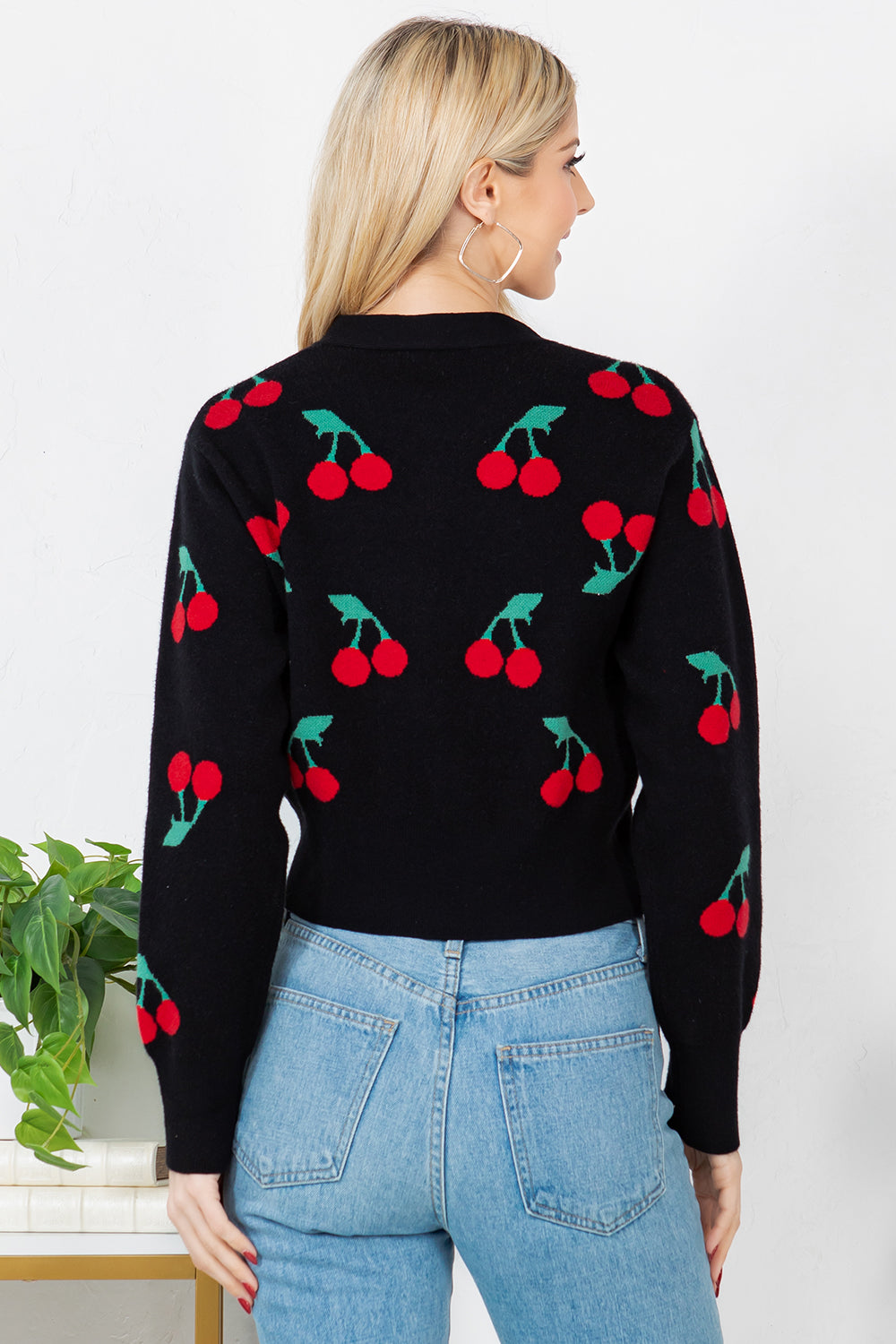 Cherry Jacquard Retro cardigan