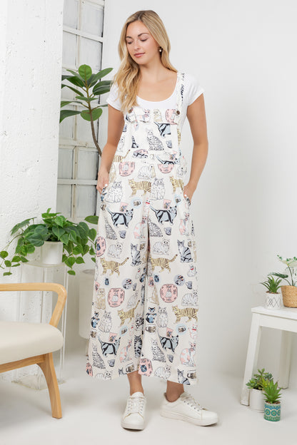 Retro Cats Wide Leg Overall