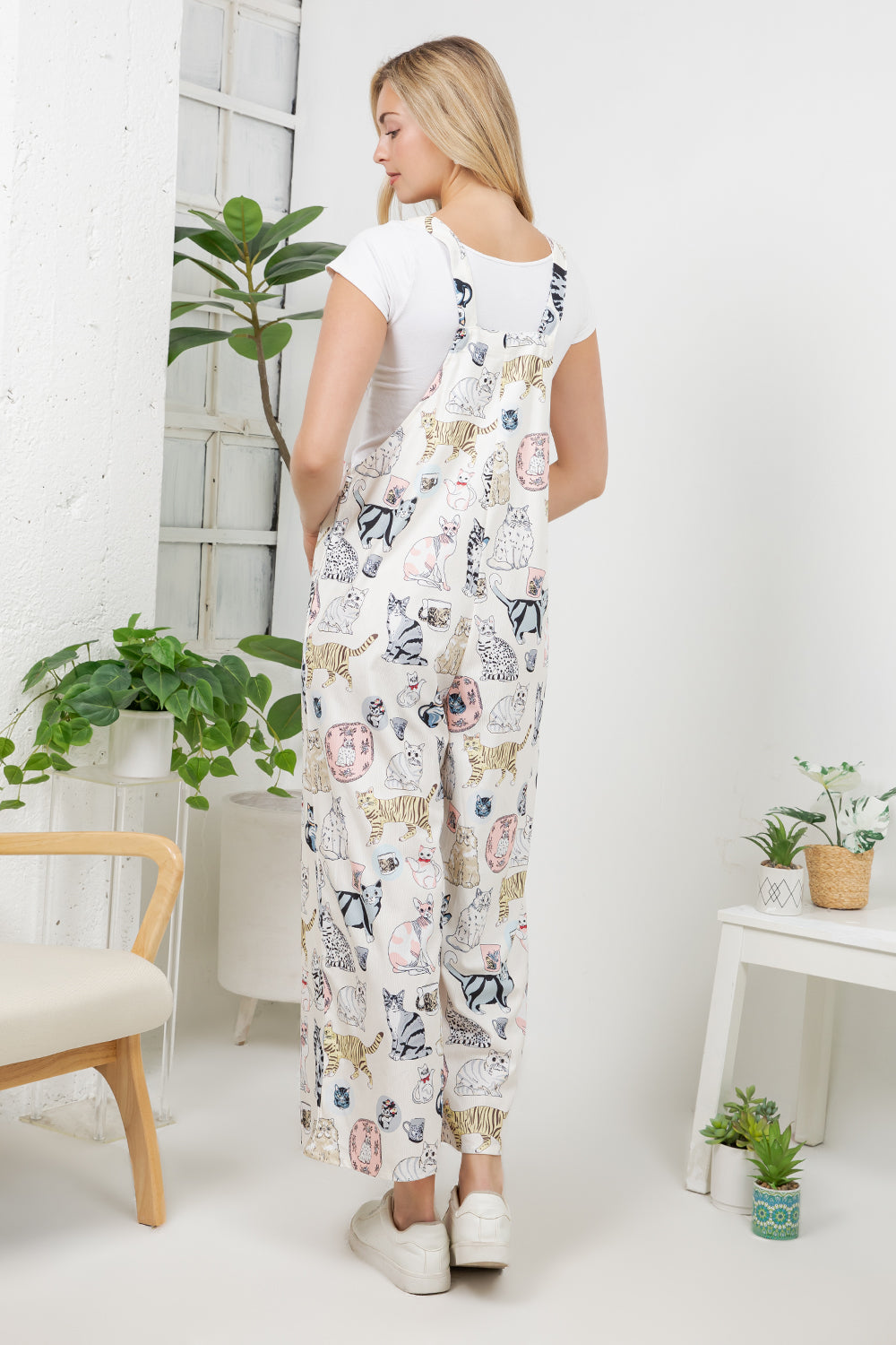 Retro Cats Wide Leg Overall