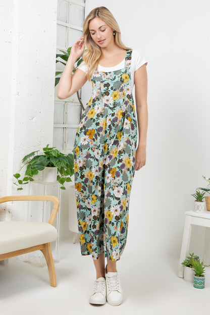 Vintage Floral Print Overall