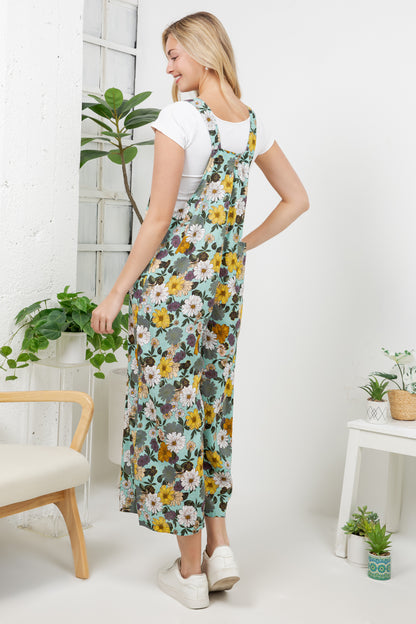 Vintage Floral Print Overall