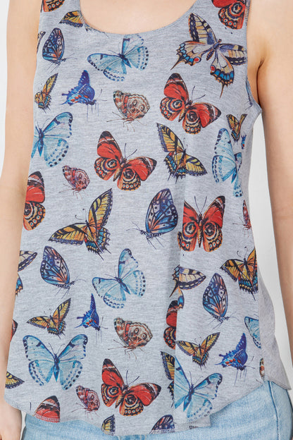 Colorful Butterfly Print Graphic Tanktop