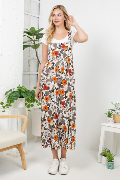 Vintage Floral Print Overall