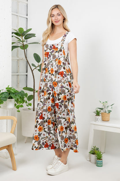 Vintage Floral Print Overall