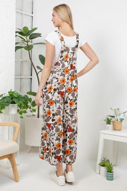 Vintage Floral Print Overall
