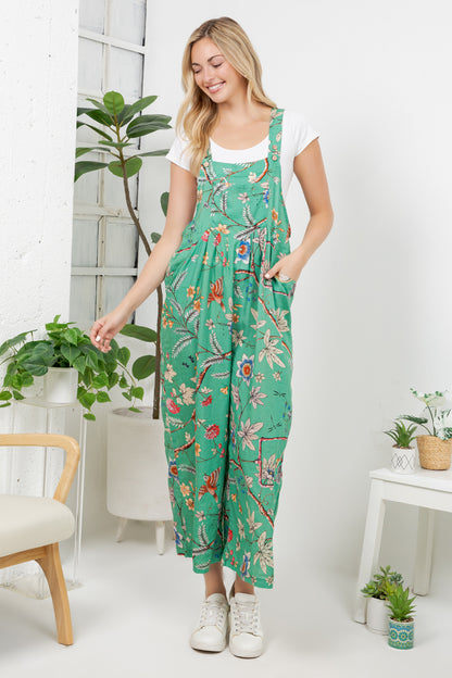 Floral Birds Print Overall