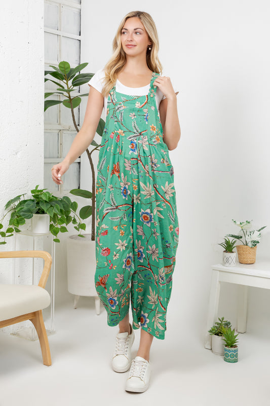 Floral Birds Print Overall