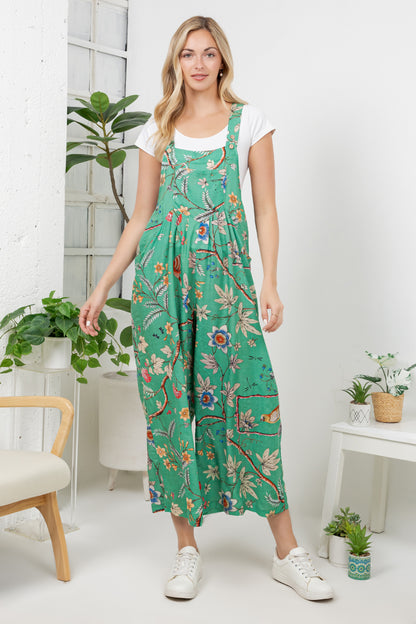 Floral Birds Print Overall