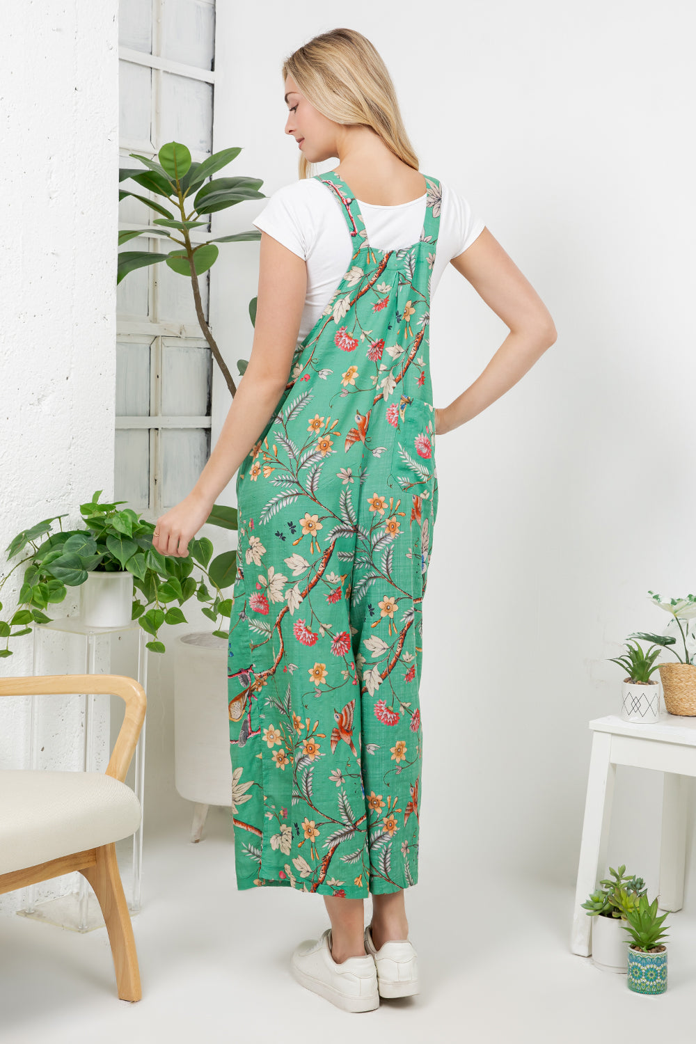 Floral Birds Print Overall