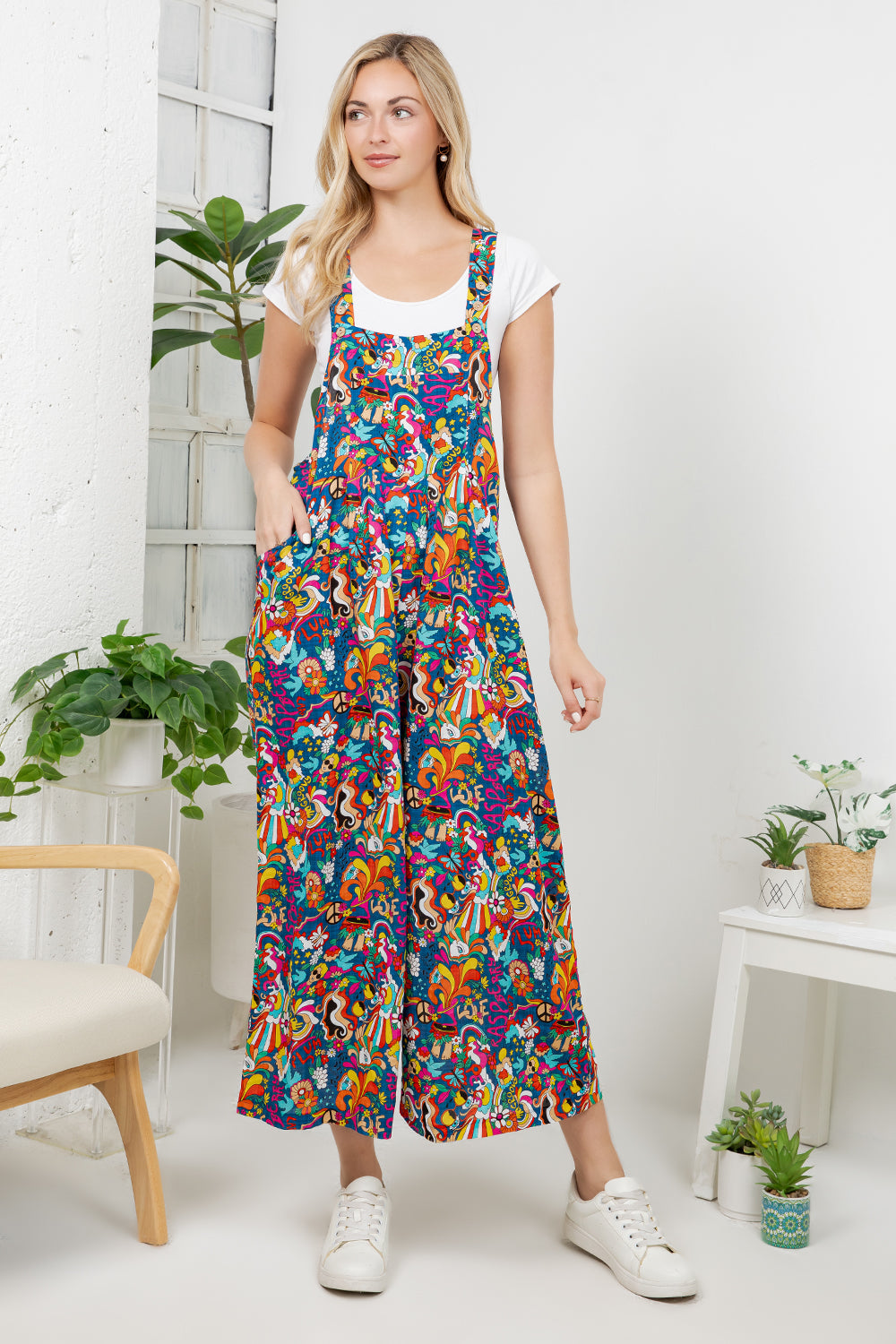 Retro Peace Print Overall