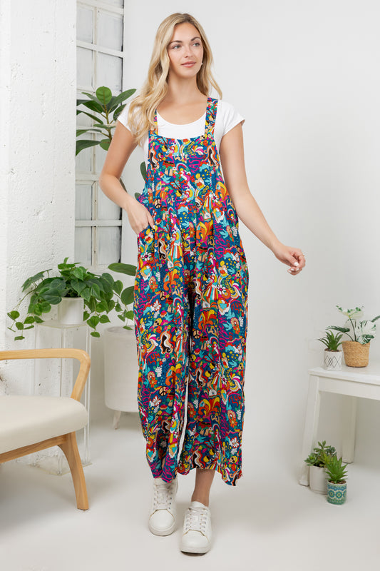 Retro Peace Print Overall