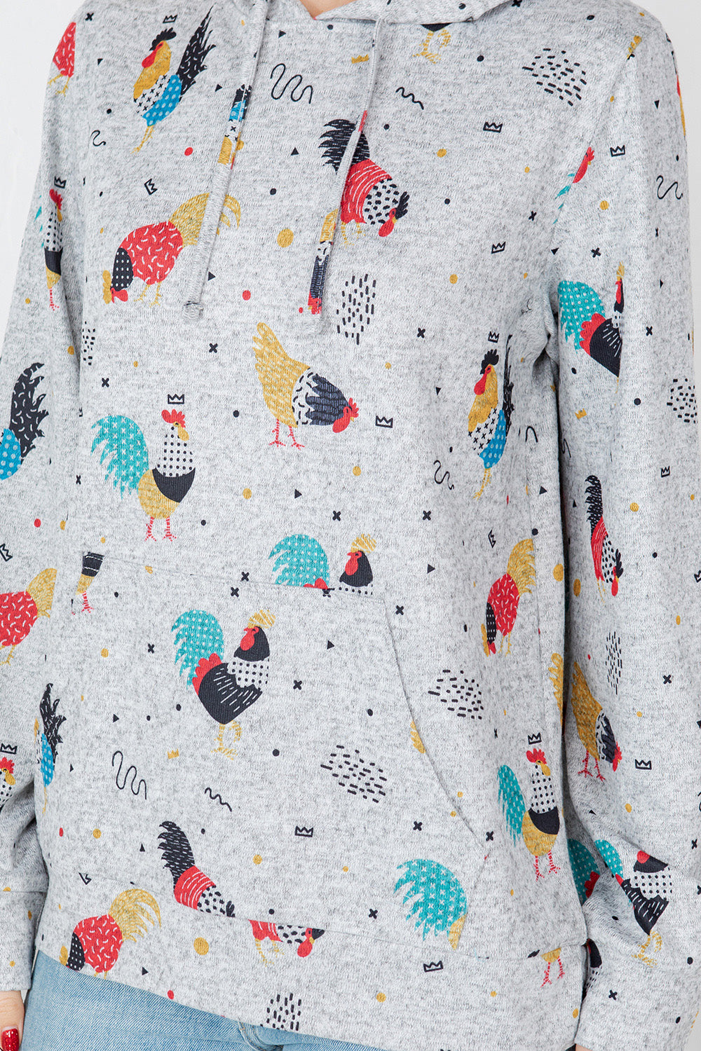 Colorful Rooster Print Hoodie