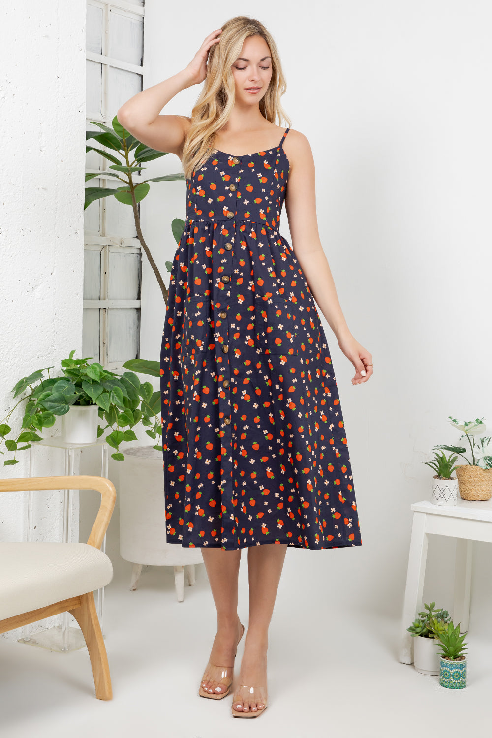 Strawberry Print Cami Dress