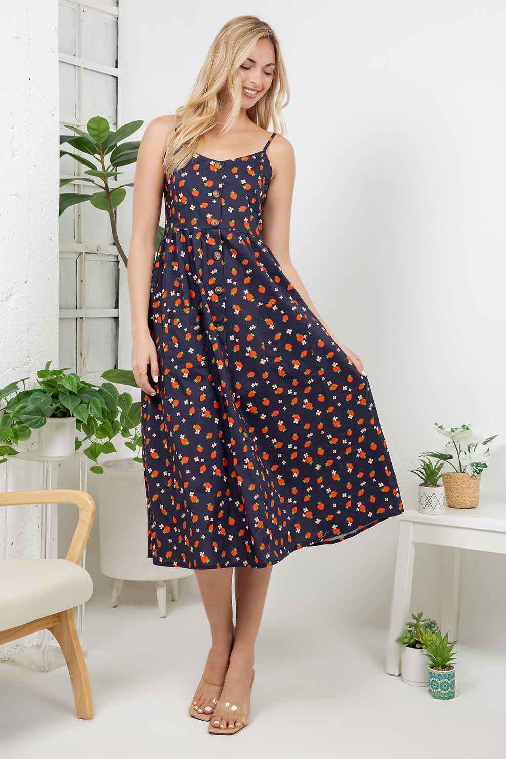 Strawberry Print Cami Dress