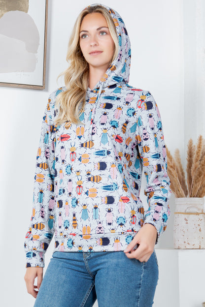 Colorful Bugs Sweater Knit Pullover Hoodie