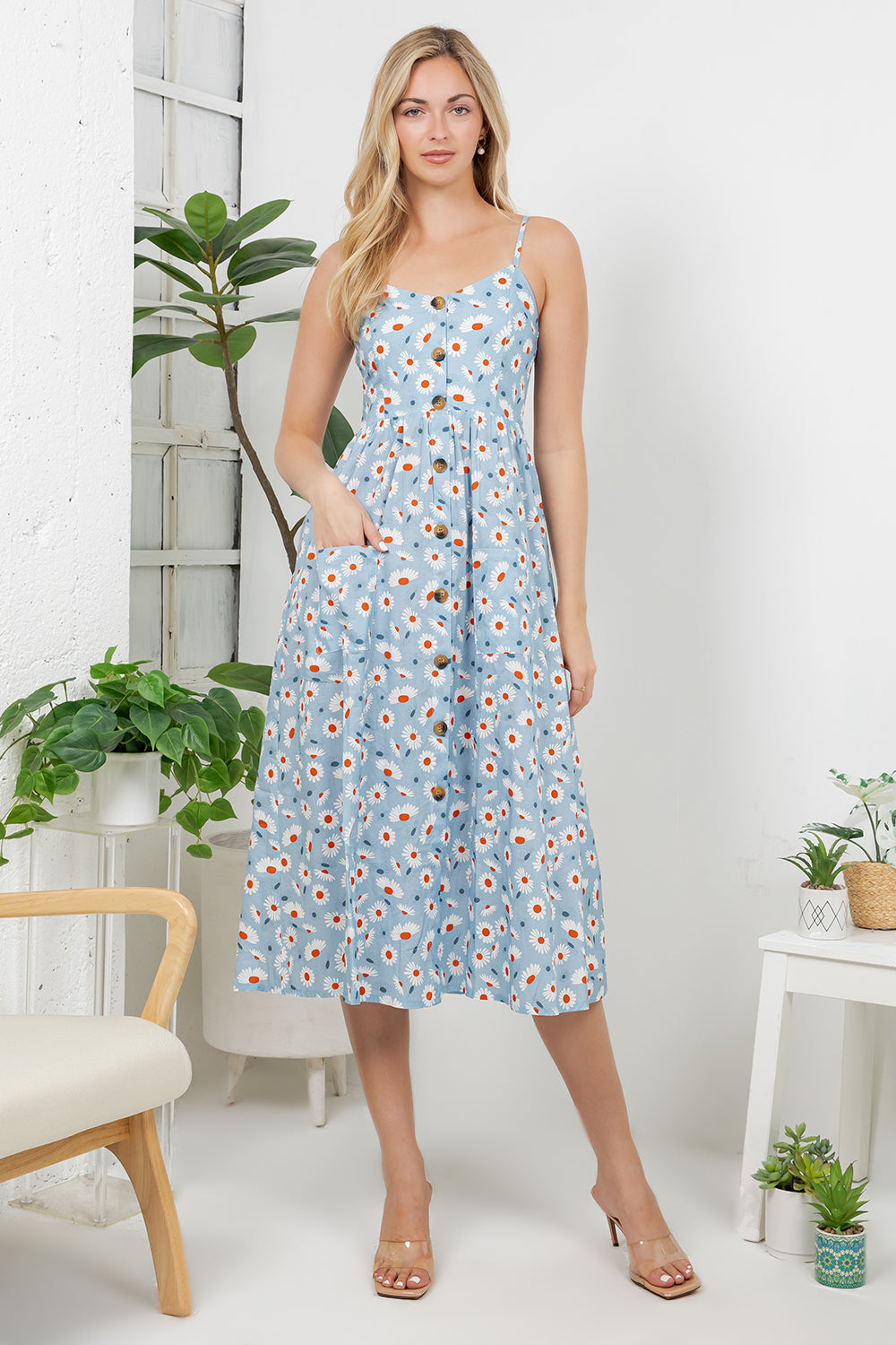 Daisy Flower Print Cami Dress